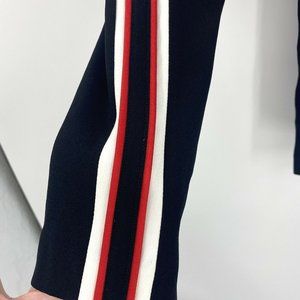 Babaton Black Cropped Relaxed Pants Side Stripe White Red Sz 4